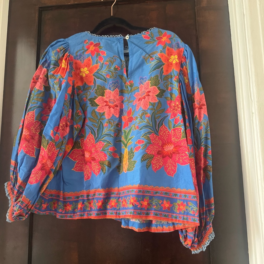 Farm Rio Floral Blue Women's Top - Picture 6 of 6